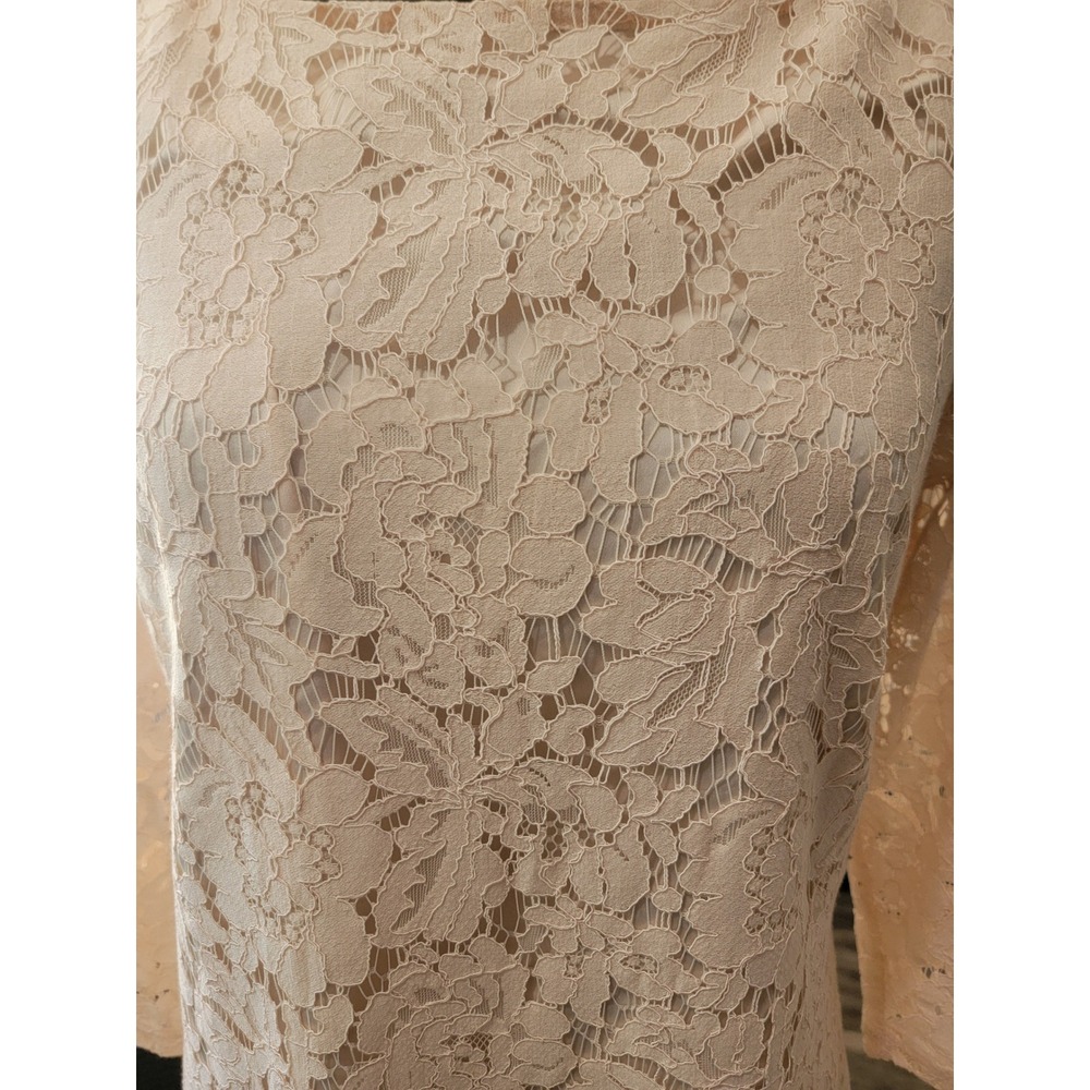 Vince Camuto Women Blush Pink Floral Lace Sheath Dress 3/4 Sleeve Size 8 - Picture 2 of 4